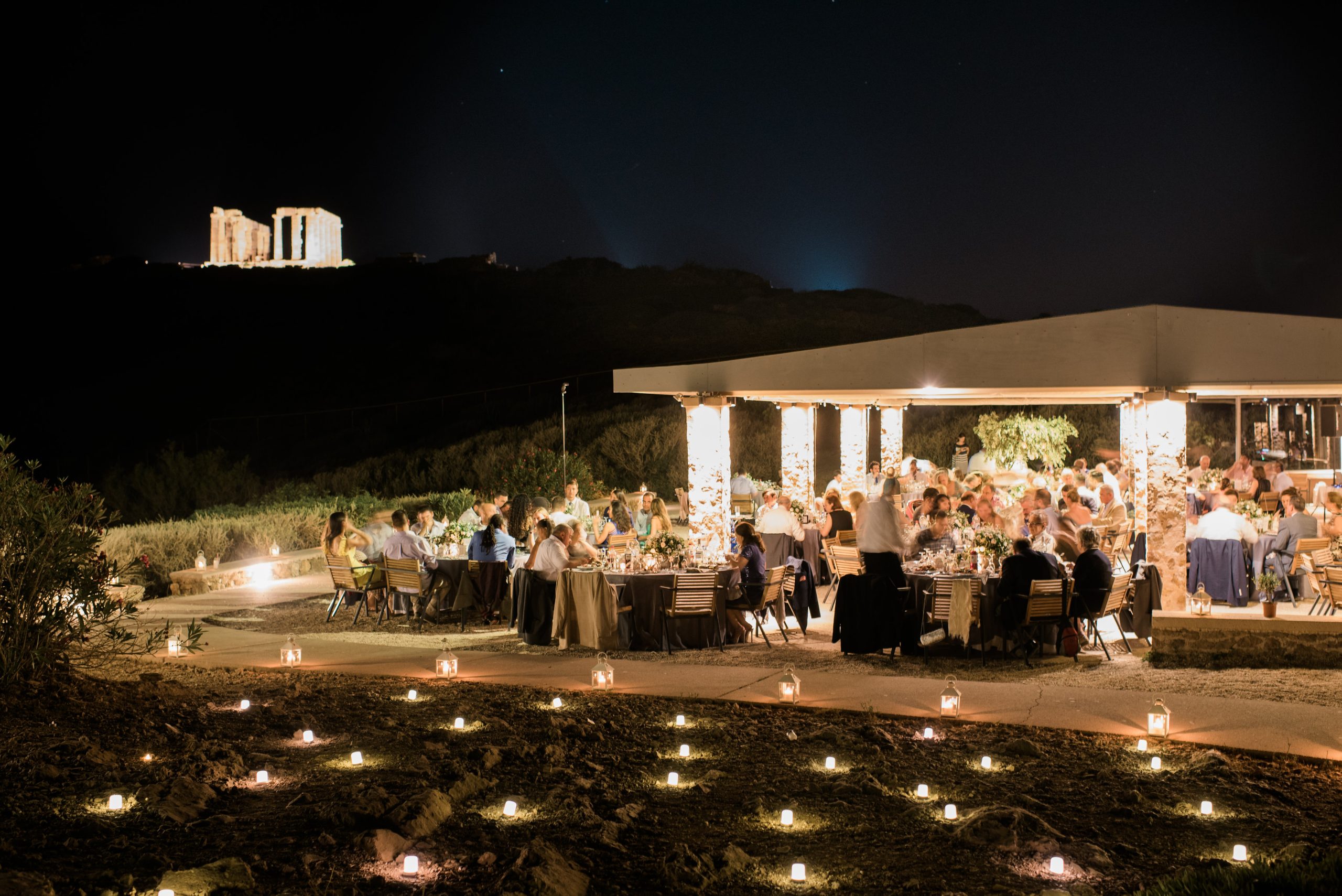 Candles on the reception lawn