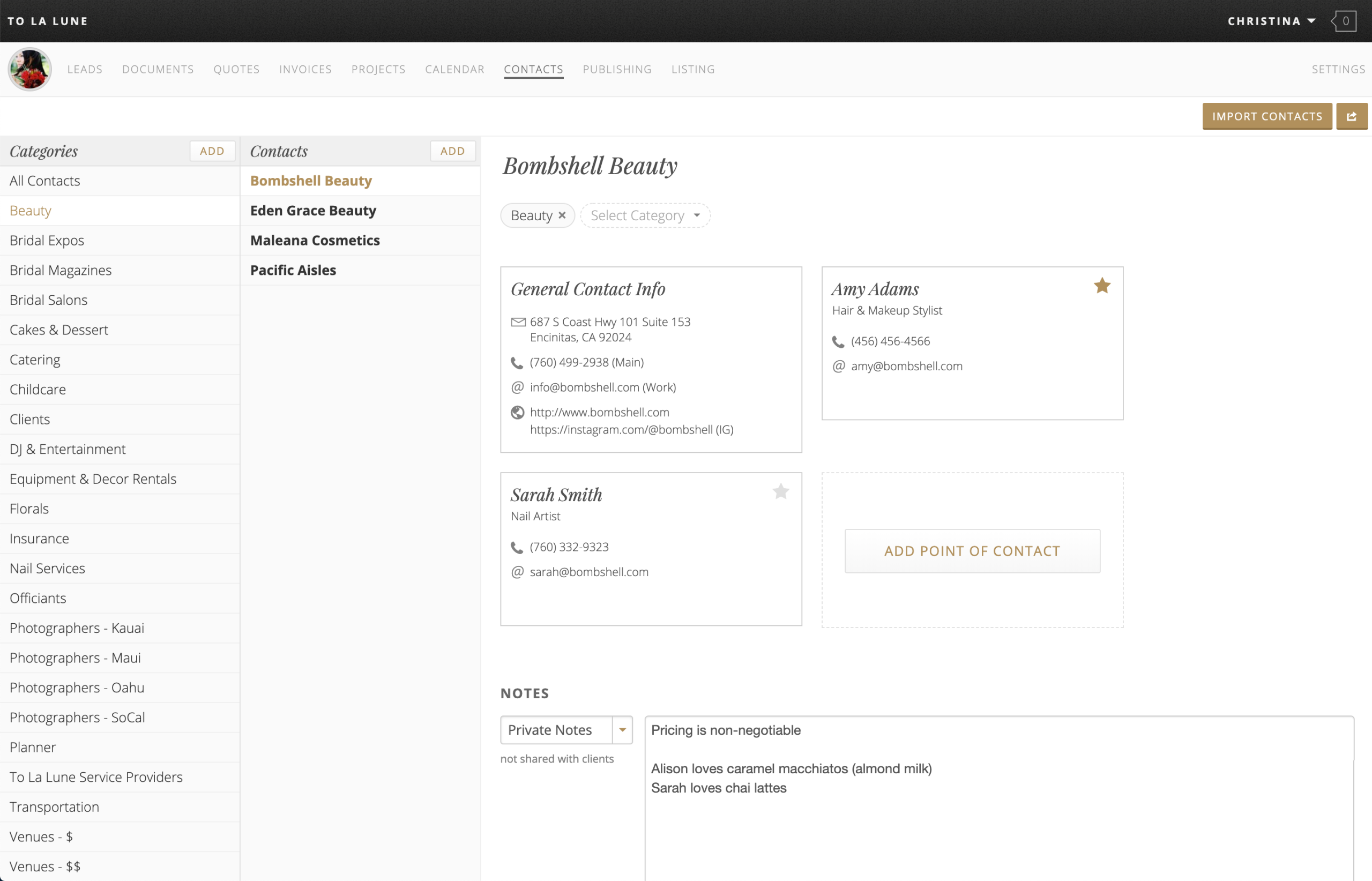 Aisle Planner Contacts
