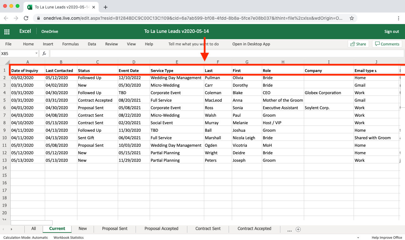 Excel Spreadsheet