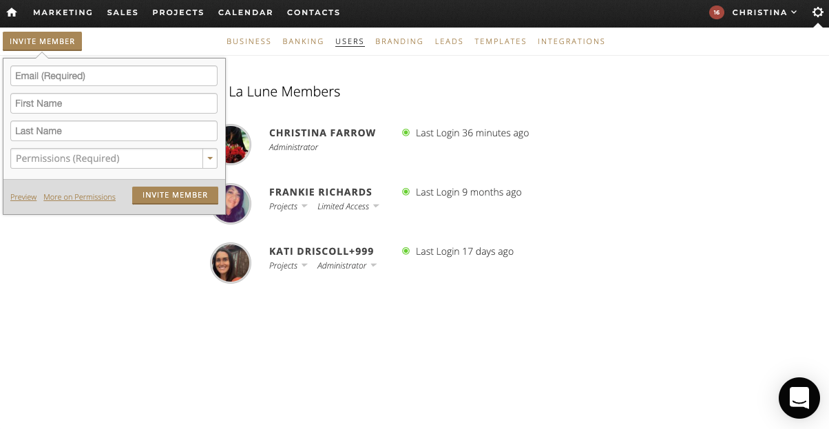 Invite member portal