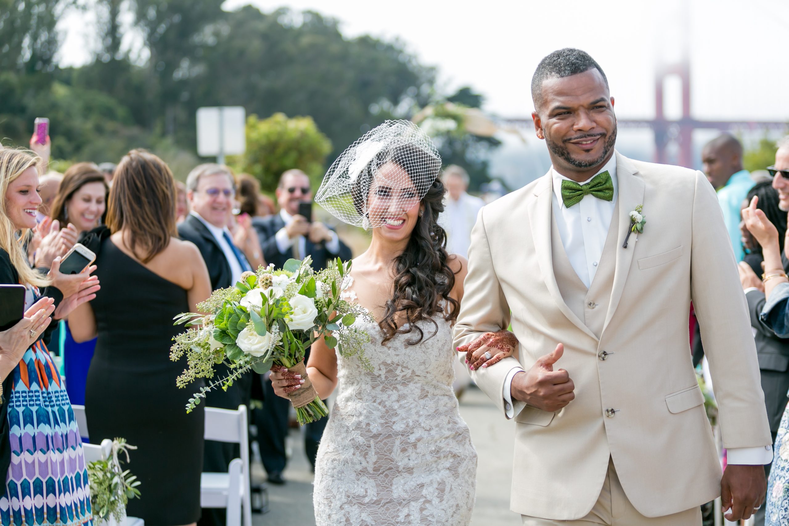 Couple walking into reception