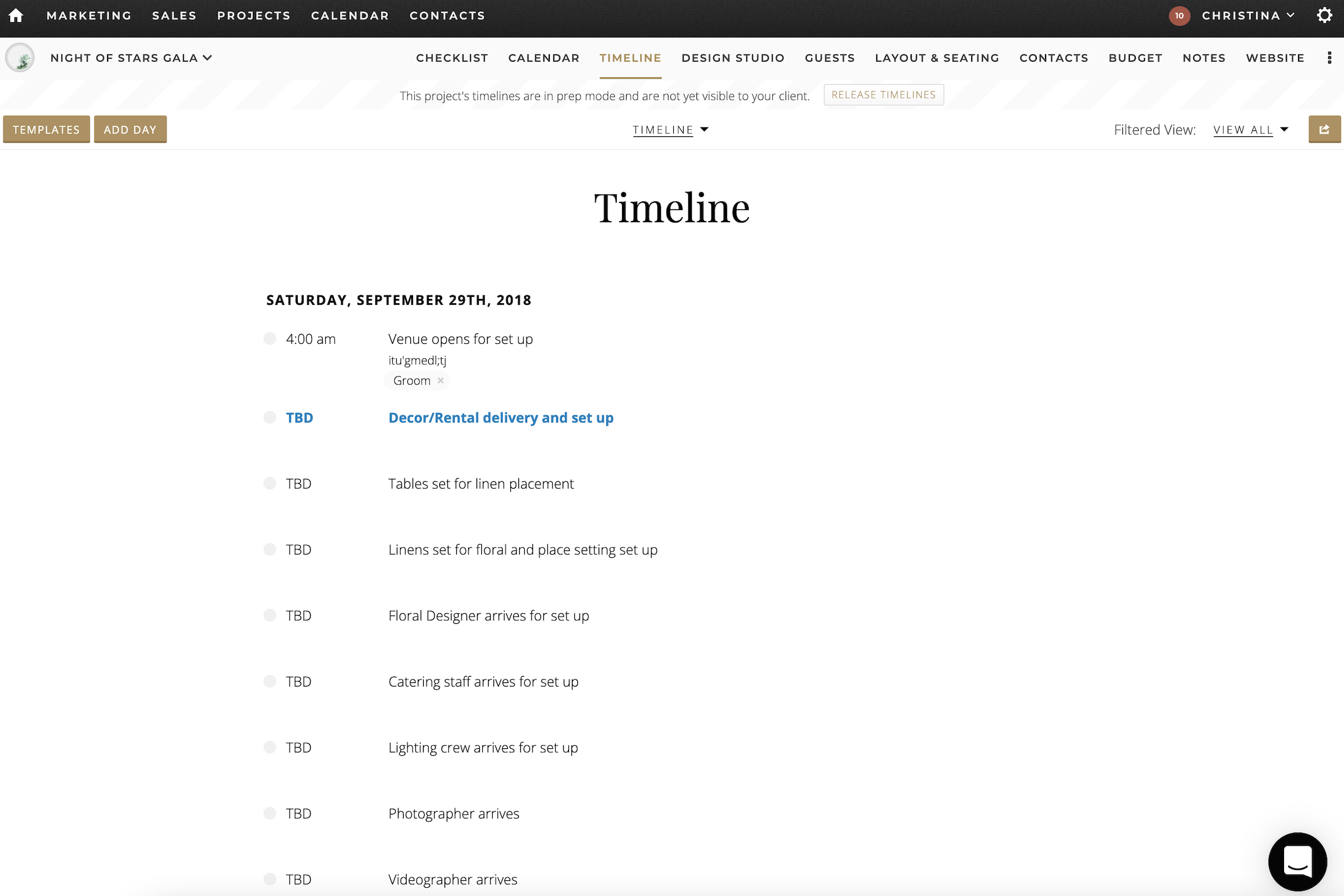 Timeline template