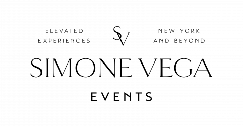 Simone Vega Events logo black text with white background