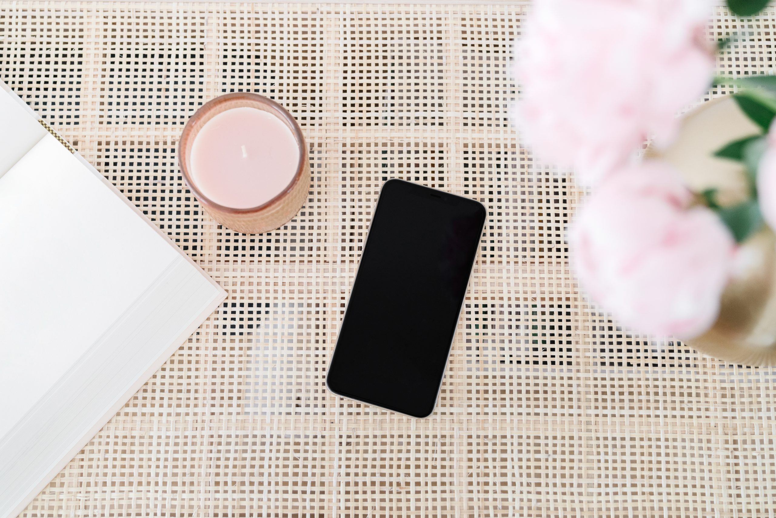 Phone and flowers
