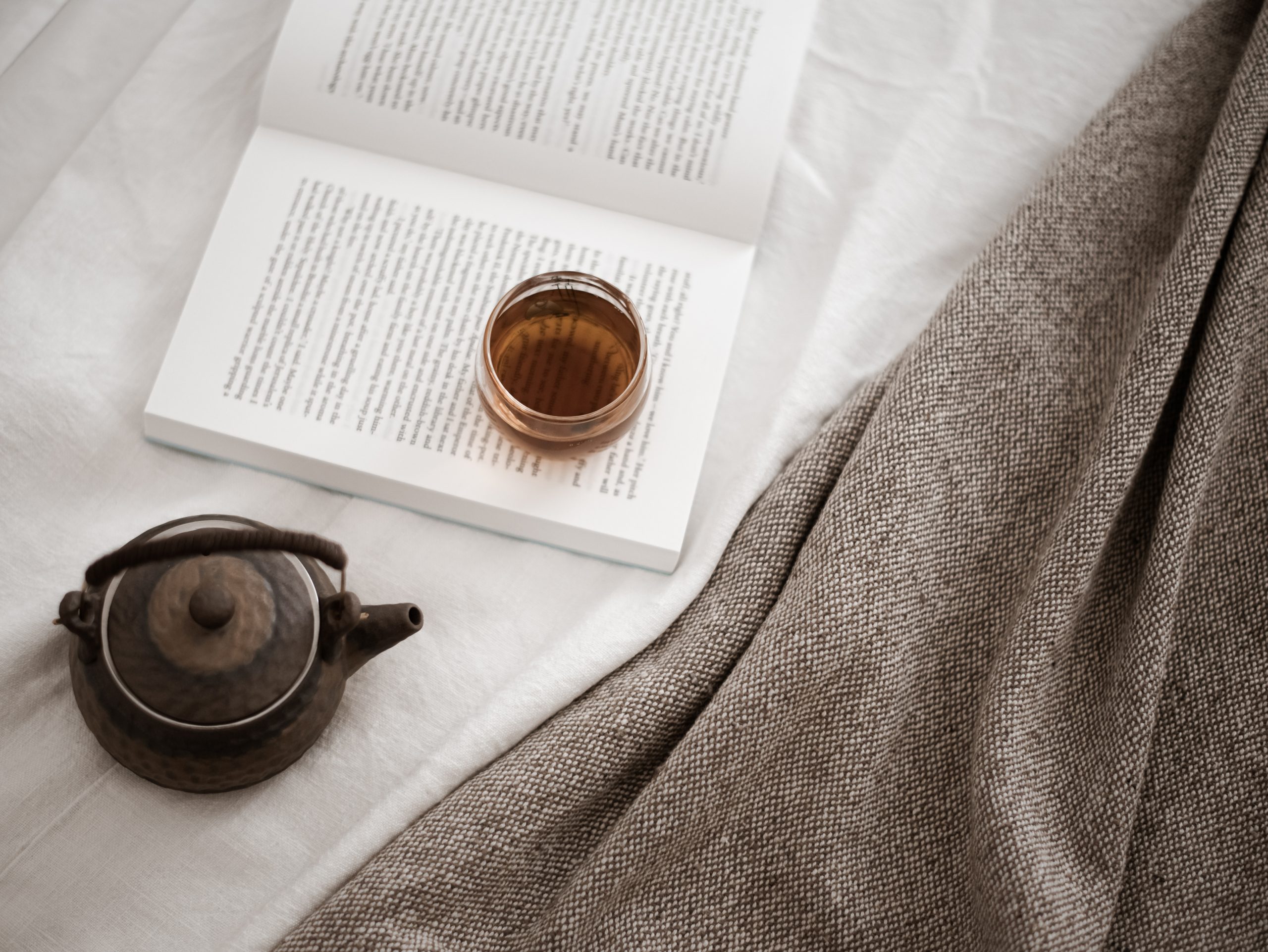 relaxing with a book and tea